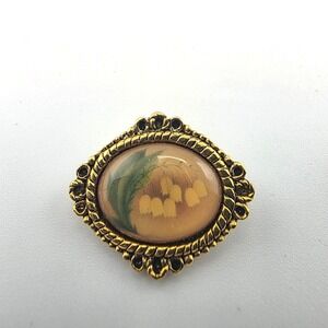 Vintage CAMCO Religious God's Love‎ Lily of the Valley Floral Brooch Pin